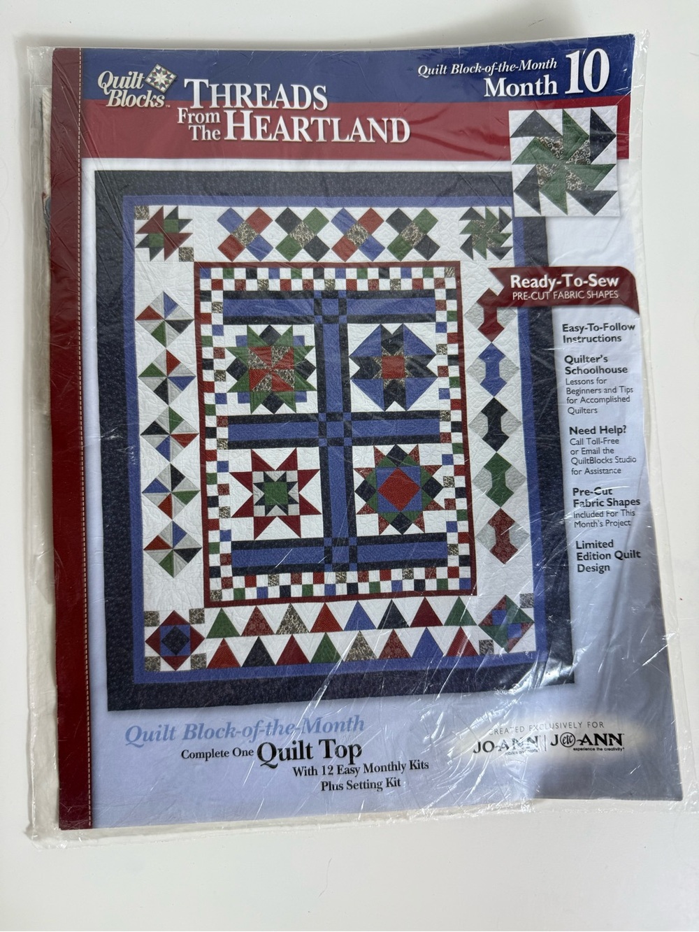 Vintage Quilt Block Joann Fabric Month 10 NEW Country Threads From The Heartland